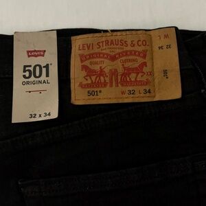 Men’s original 501 Levi’s  black Denim jeans Size 32x34L NWT Bottoms